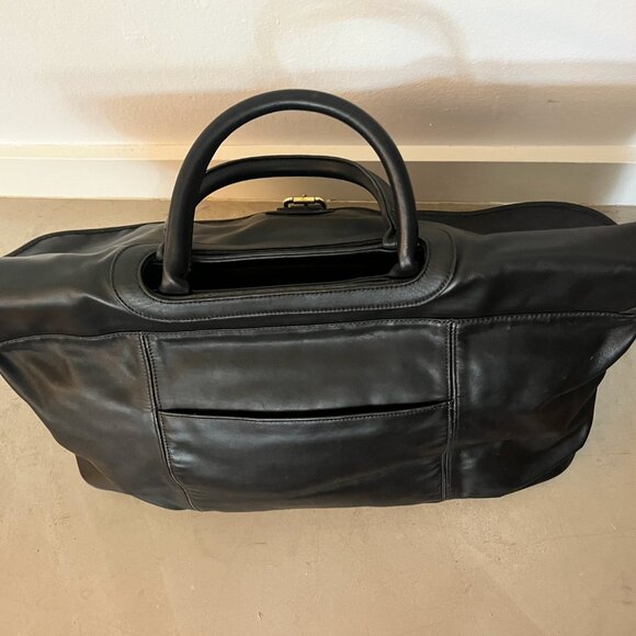 Coach Black Leather Duffel Weekender Tote - Picture 3 of 9